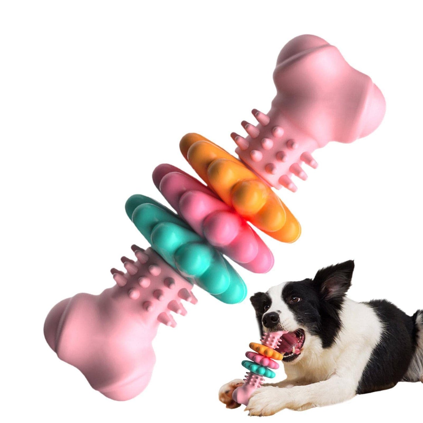 Indestructible Dog Bone Chew Toy TPR Teething & Teeth Cleaning, Bite-Resistant Pet Toy