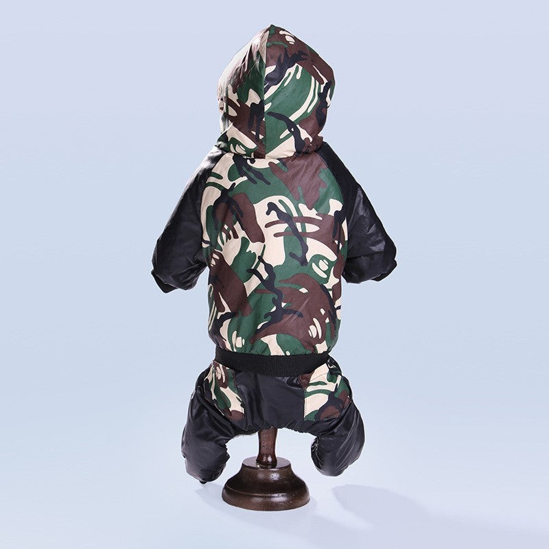 Pet Clothes Autumn Winter Camouflage Hooded Pet Clothing