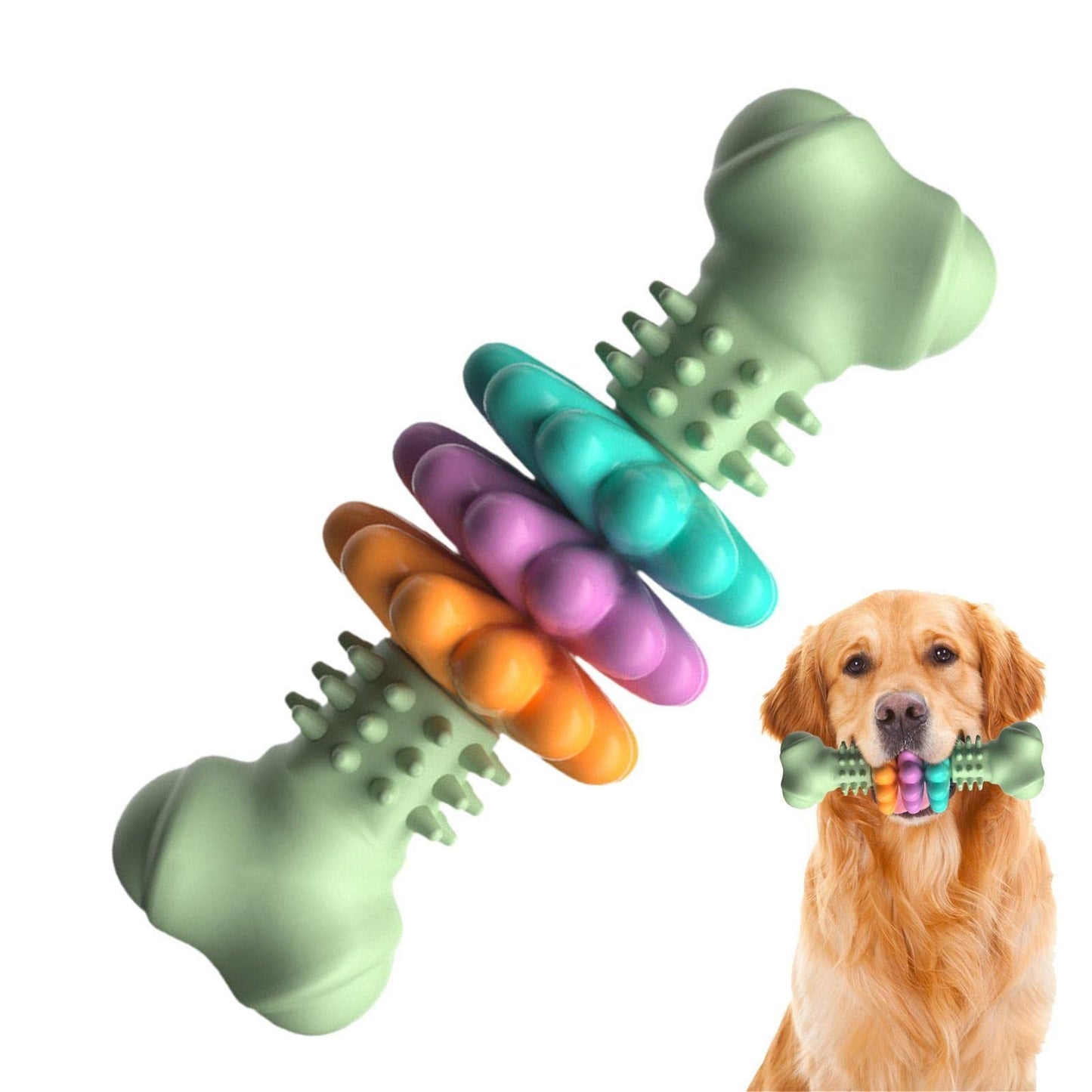 Indestructible Dog Bone Chew Toy TPR Teething & Teeth Cleaning, Bite-Resistant Pet Toy