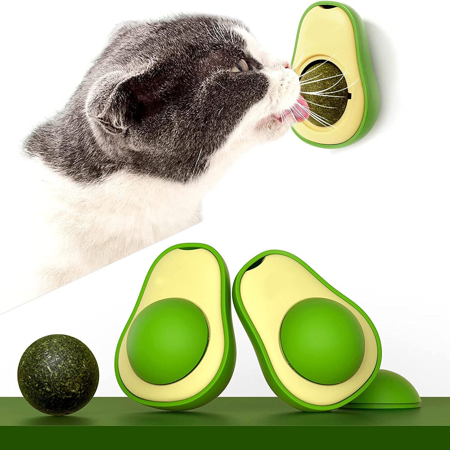 Cute Avocado Catnip Toy Interactive Teeth Cleaning & Mint Ball for Cats