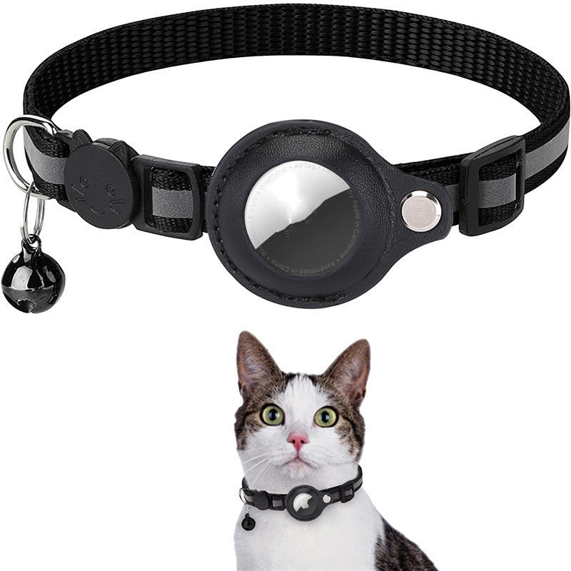 Reflective Nylon Collar with Waterproof Airtag Holder Protective Cover for Cats & Dogs