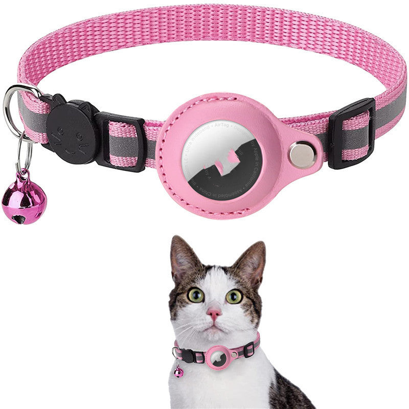 Reflective Nylon Collar with Waterproof Airtag Holder Protective Cover for Cats & Dogs