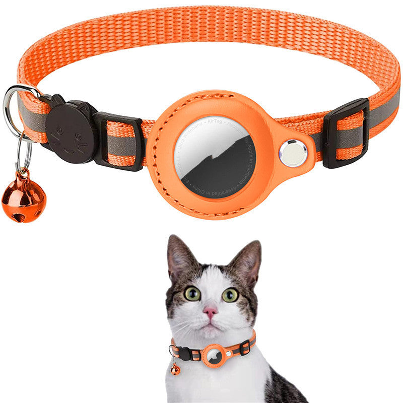 Reflective Nylon Collar with Waterproof Airtag Holder Protective Cover for Cats & Dogs