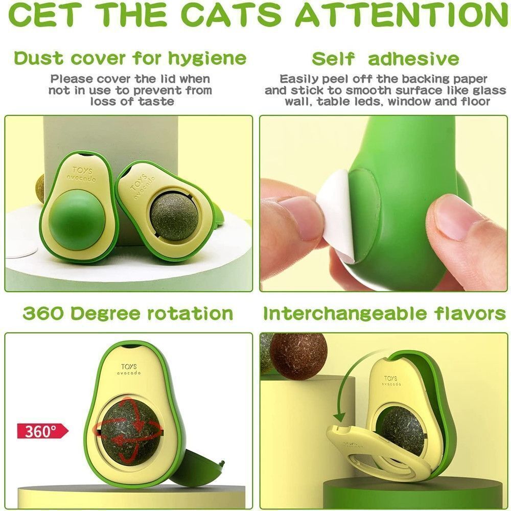 Cute Avocado Catnip Toy Interactive Teeth Cleaning & Mint Ball for Cats
