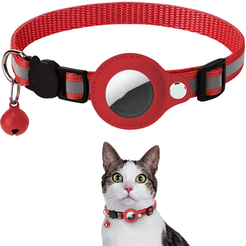 Reflective Nylon Collar with Waterproof Airtag Holder Protective Cover for Cats & Dogs