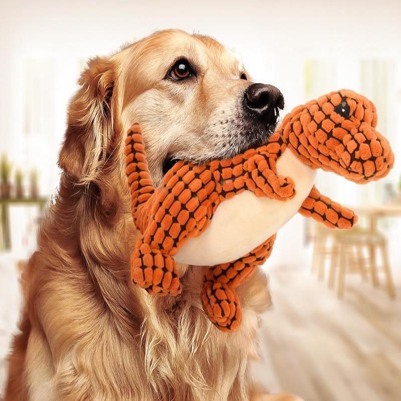 Giant Dinosaur Interactive Dog Toy Plush Chew Toy with Squeakers for Large Dogs & Chihuahuas