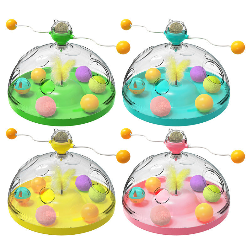 Meow's Windmill Interactive Cat Toy - Multifunctional Turntable with Catnip & Luminous Ball