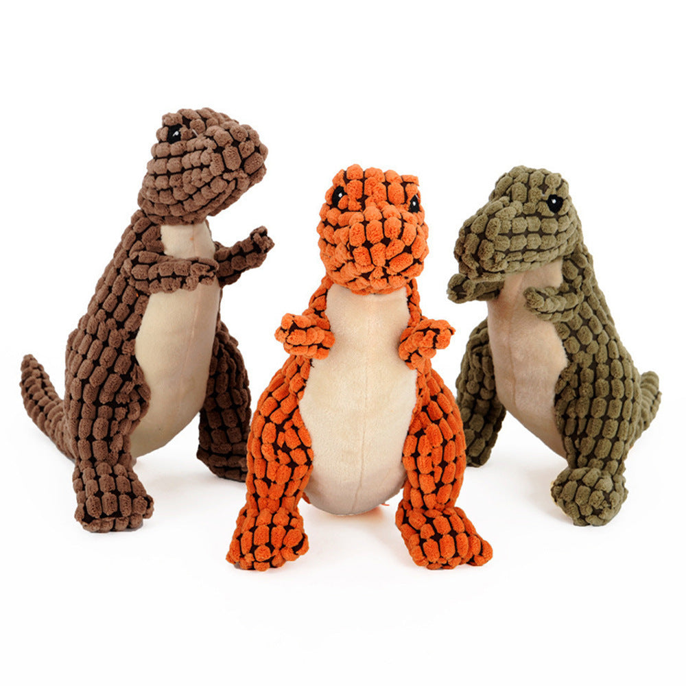 Giant Dinosaur Interactive Dog Toy Plush Chew Toy with Squeakers for Large Dogs & Chihuahuas