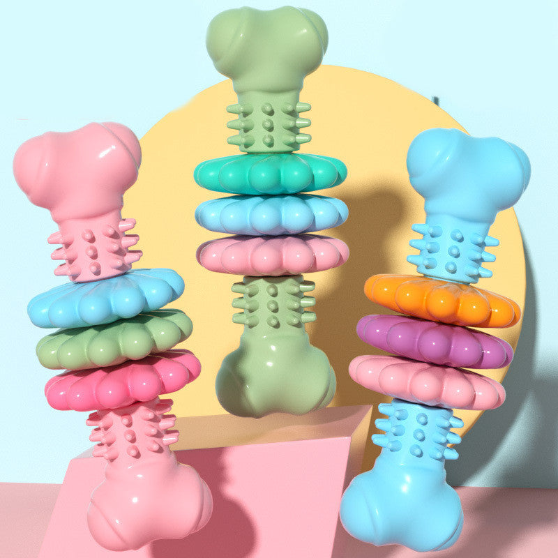 Indestructible Dog Bone Chew Toy TPR Teething & Teeth Cleaning, Bite-Resistant Pet Toy