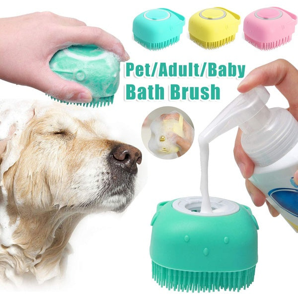 Silicone Dog Bath Gloves Massage Brush & Shampoo Applicator for Dogs & Cats Grooming