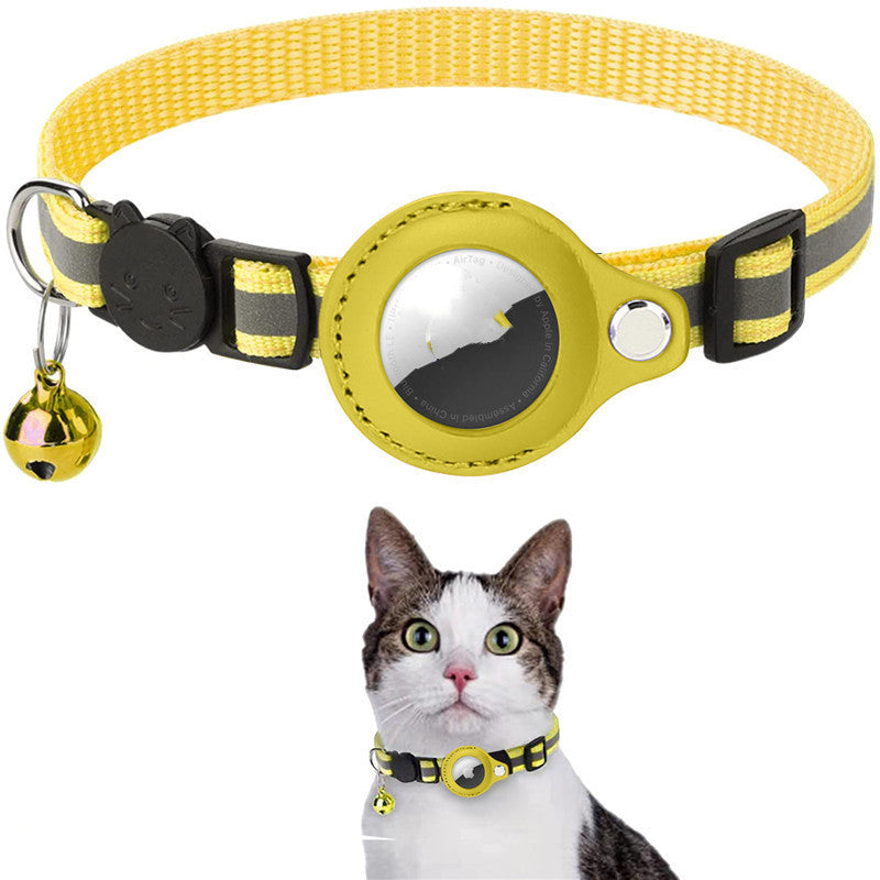 Reflective Nylon Collar with Waterproof Airtag Holder Protective Cover for Cats & Dogs