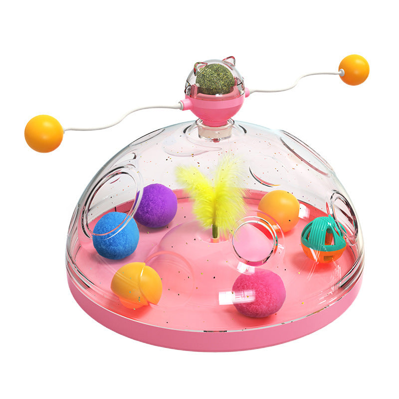 Meow's Windmill Interactive Cat Toy - Multifunctional Turntable with Catnip & Luminous Ball