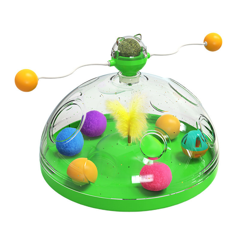 Meow's Windmill Interactive Cat Toy - Multifunctional Turntable with Catnip & Luminous Ball