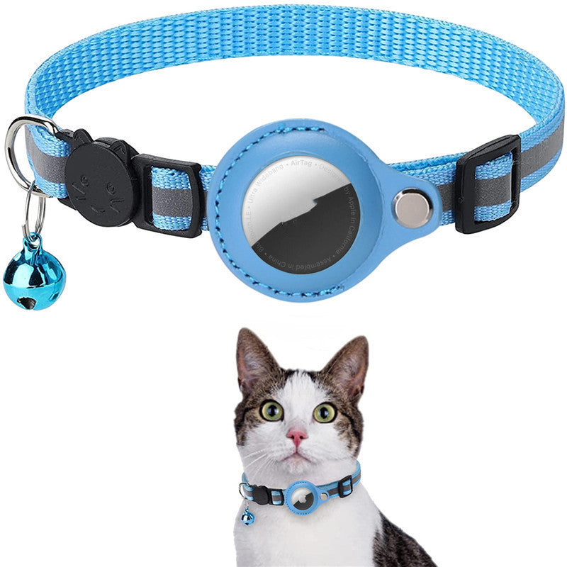 Reflective Nylon Collar with Waterproof Airtag Holder Protective Cover for Cats & Dogs