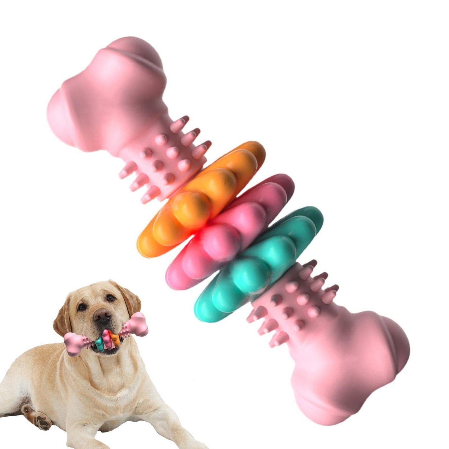 Indestructible Dog Bone Chew Toy TPR Teething & Teeth Cleaning, Bite-Resistant Pet Toy