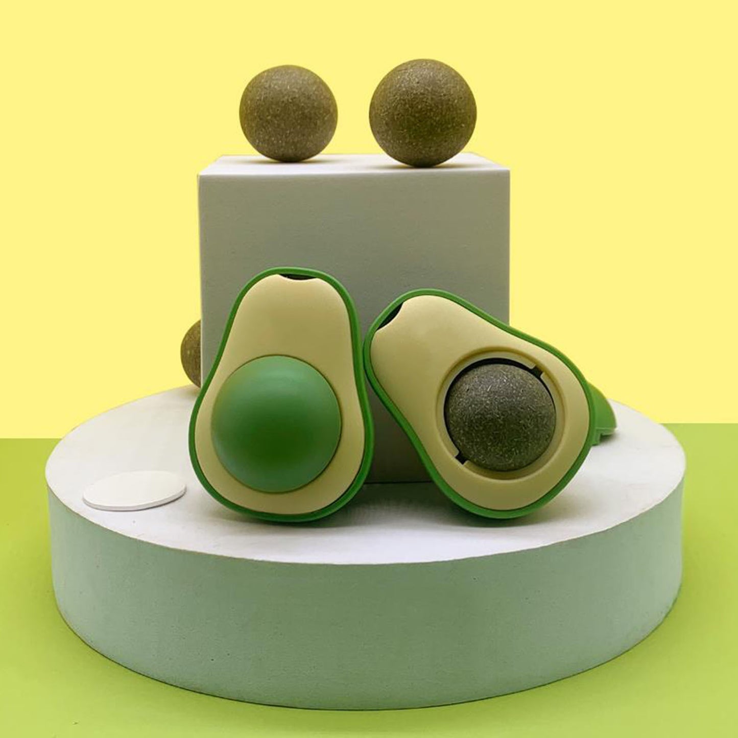 Cute Avocado Catnip Toy Interactive Teeth Cleaning & Mint Ball for Cats