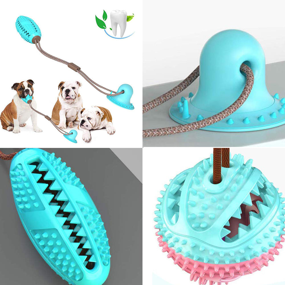 Interactive Silicone Suction Cup Tug Dog Ball Toy Chew, Bite & Tooth Cleaning Pet Accessory