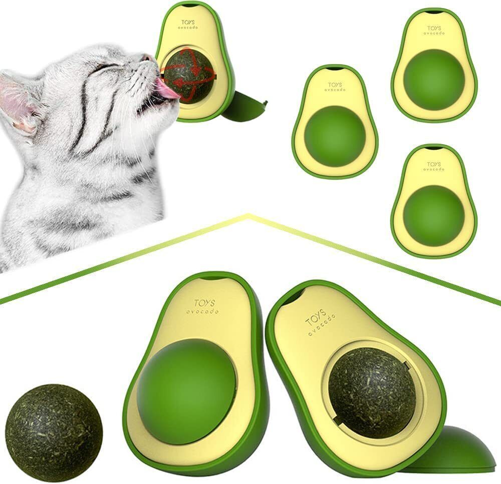 Cute Avocado Catnip Toy Interactive Teeth Cleaning & Mint Ball for Cats