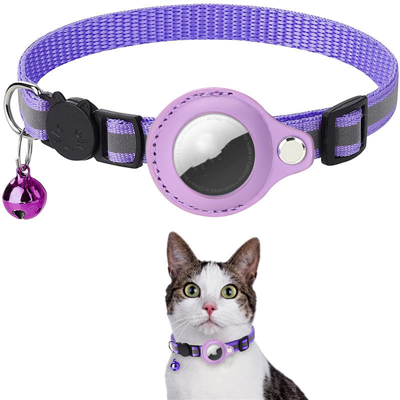 Reflective Nylon Collar with Waterproof Airtag Holder Protective Cover for Cats & Dogs
