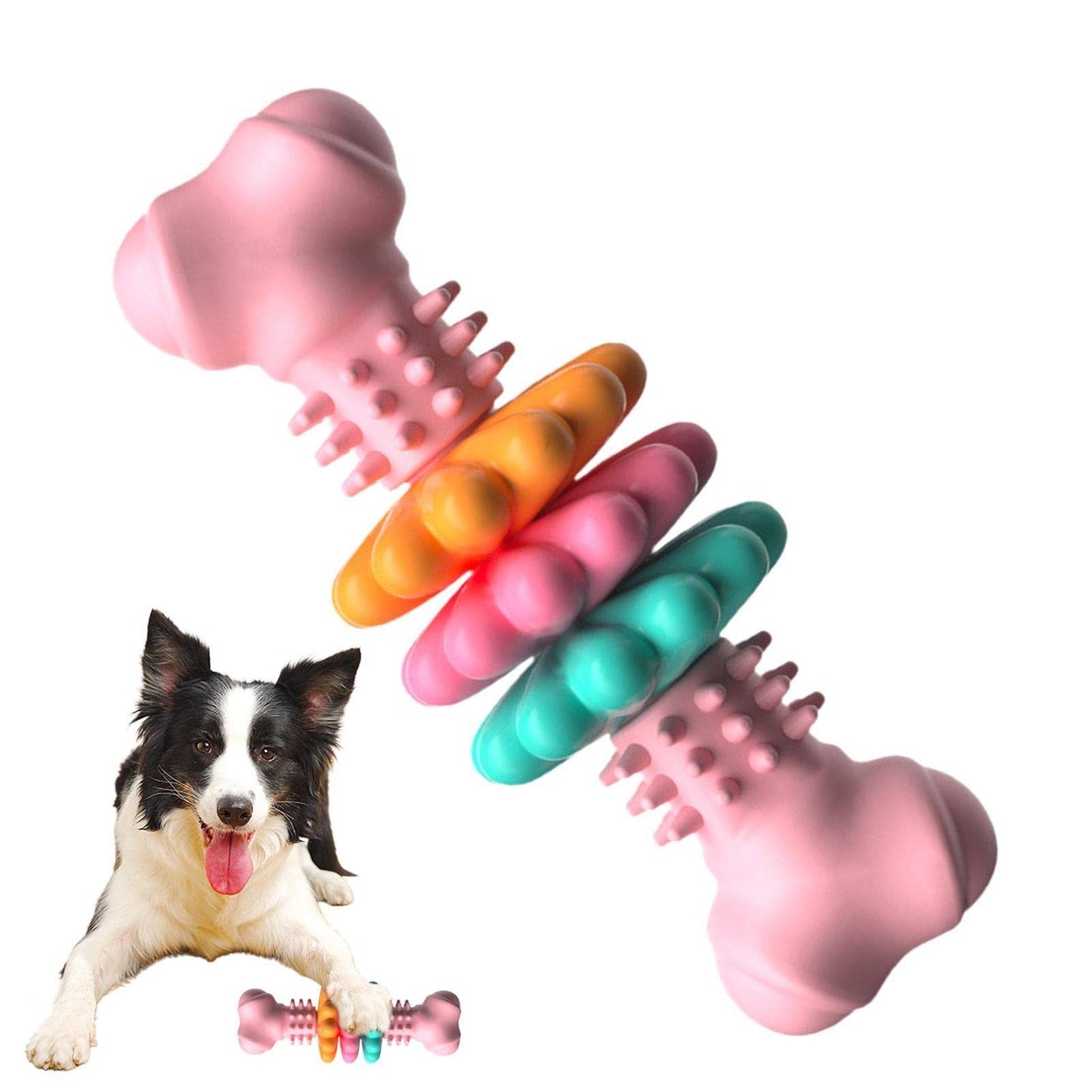 Indestructible Dog Bone Chew Toy TPR Teething & Teeth Cleaning, Bite-Resistant Pet Toy